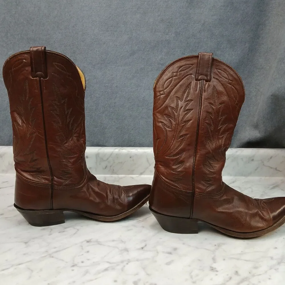 Nocona Men’s 10D Brown Leather Cowboy Western Boots USA Made